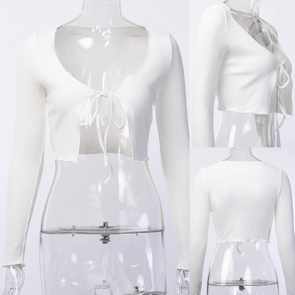 Crop Bow Tie front Cardigan - Picture 3 of 5